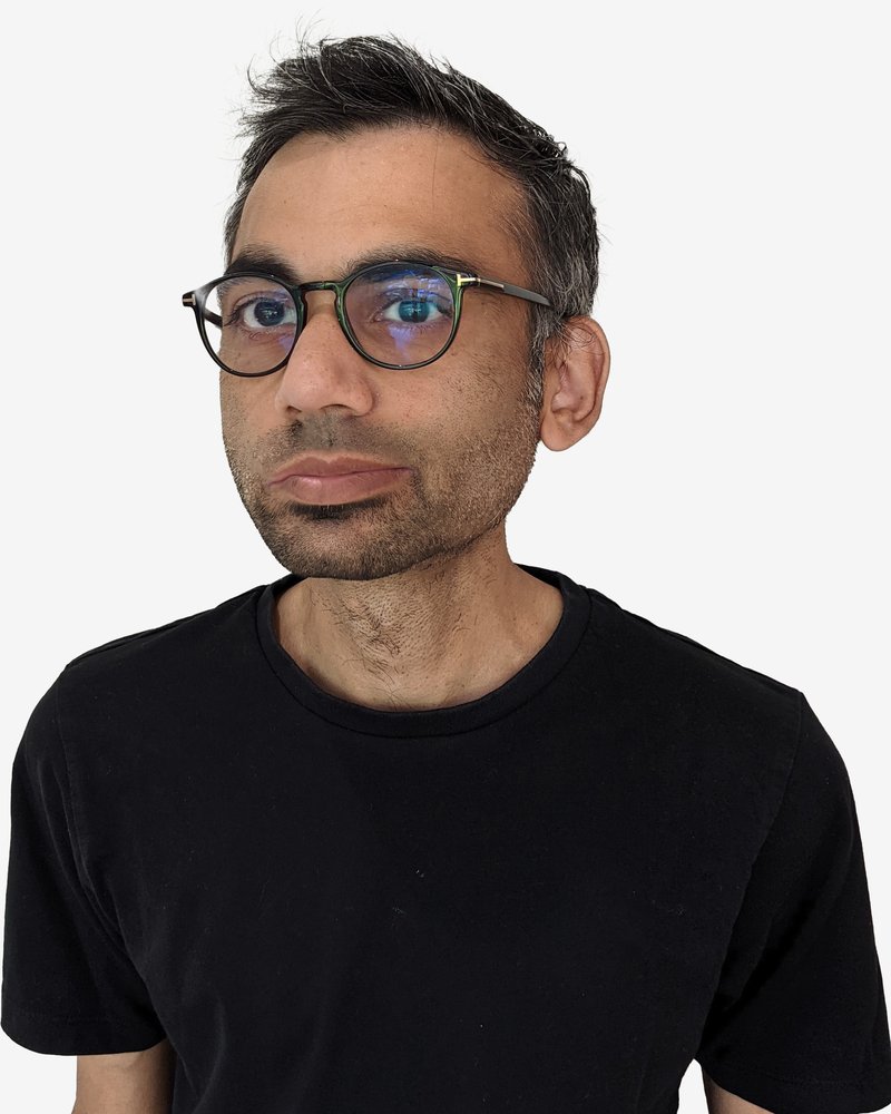 Chirag Mehta in a black t-shirt against a plain wall